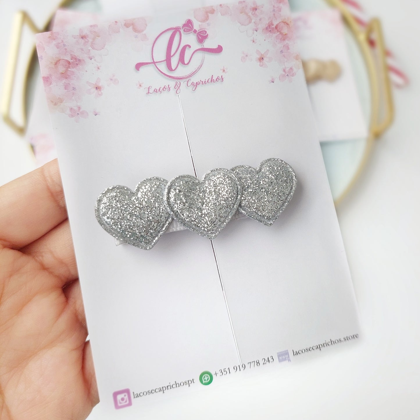 Hair Clip Coração Glitter