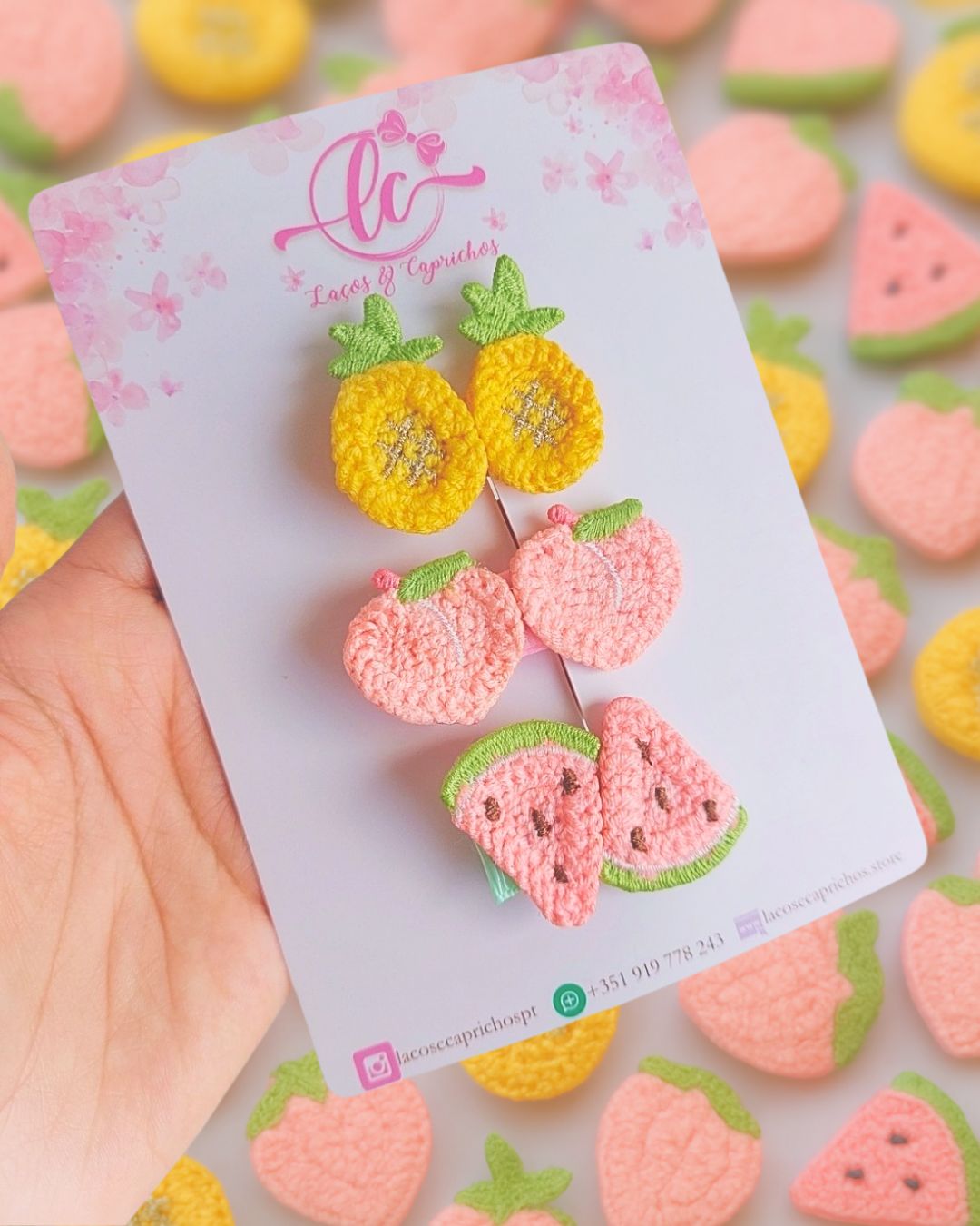 Ganchos Frutas verão para Bebé Recém-Nascida – Hair Clips Pequenos e Antiderrapantes (4cm)
