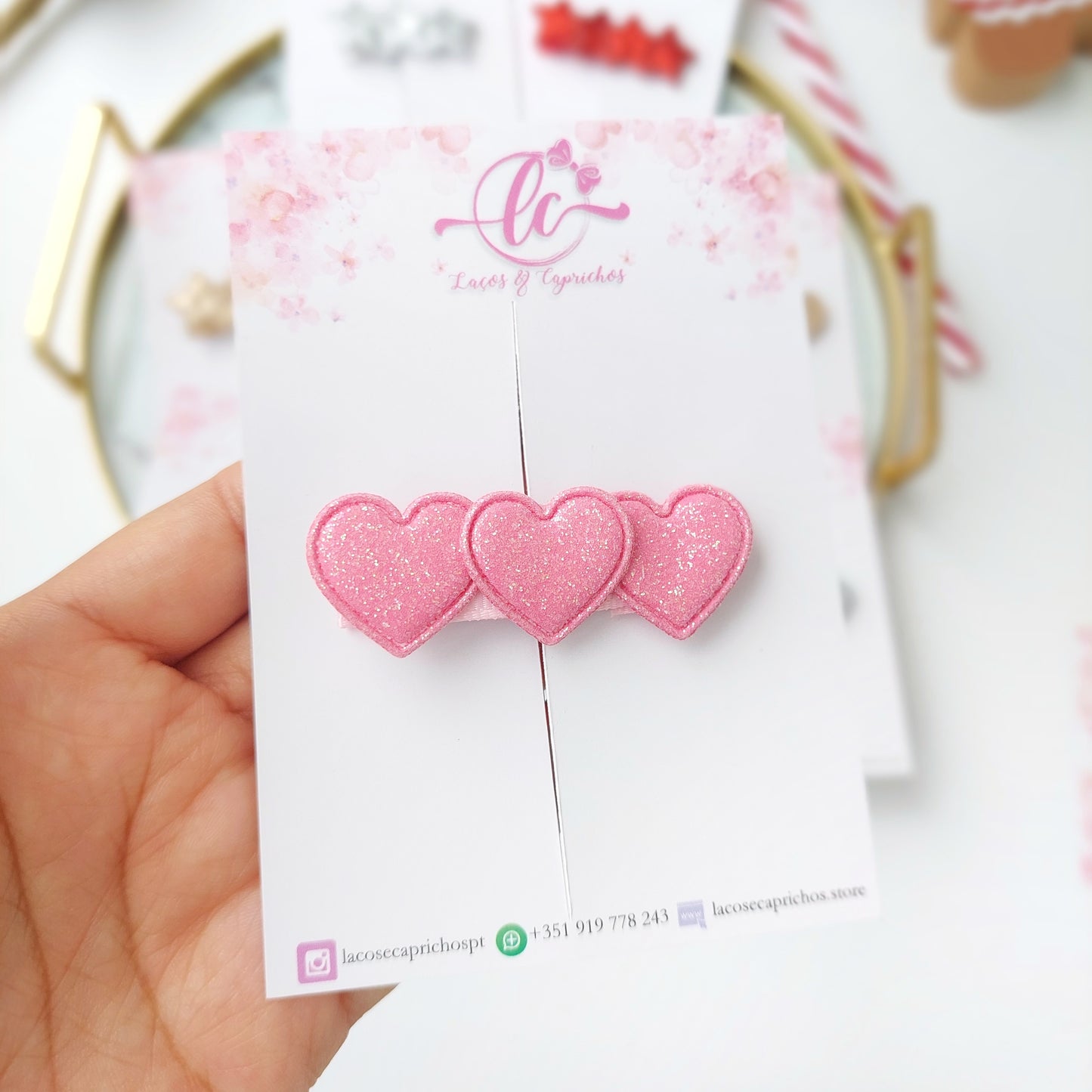 Hair Clip Coração Glitter