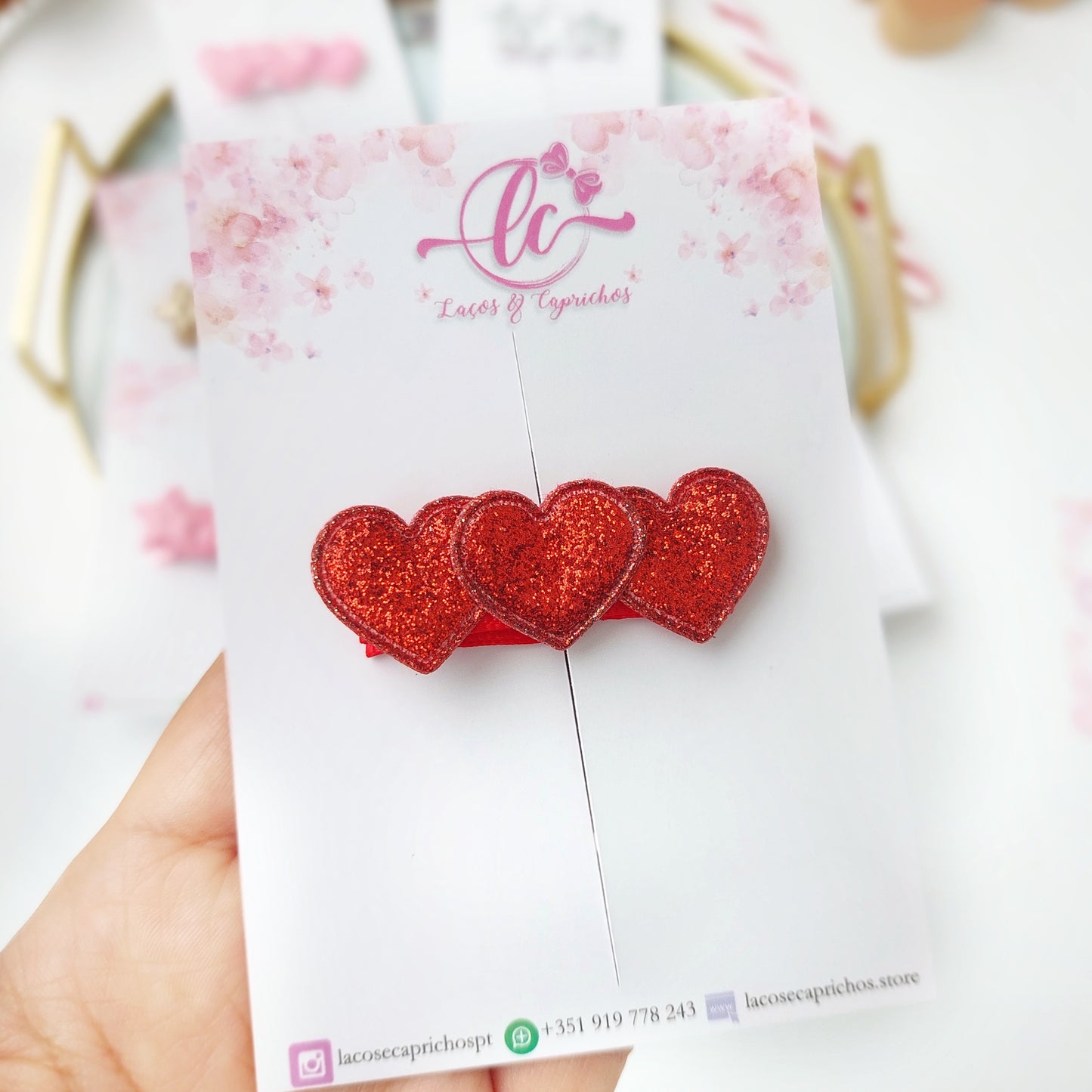 Hair Clip Coração Glitter