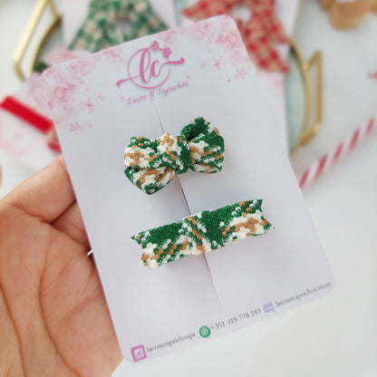 Mini Laços Xadrez – O Primeiro Encanto de Natal da Sua Pequena