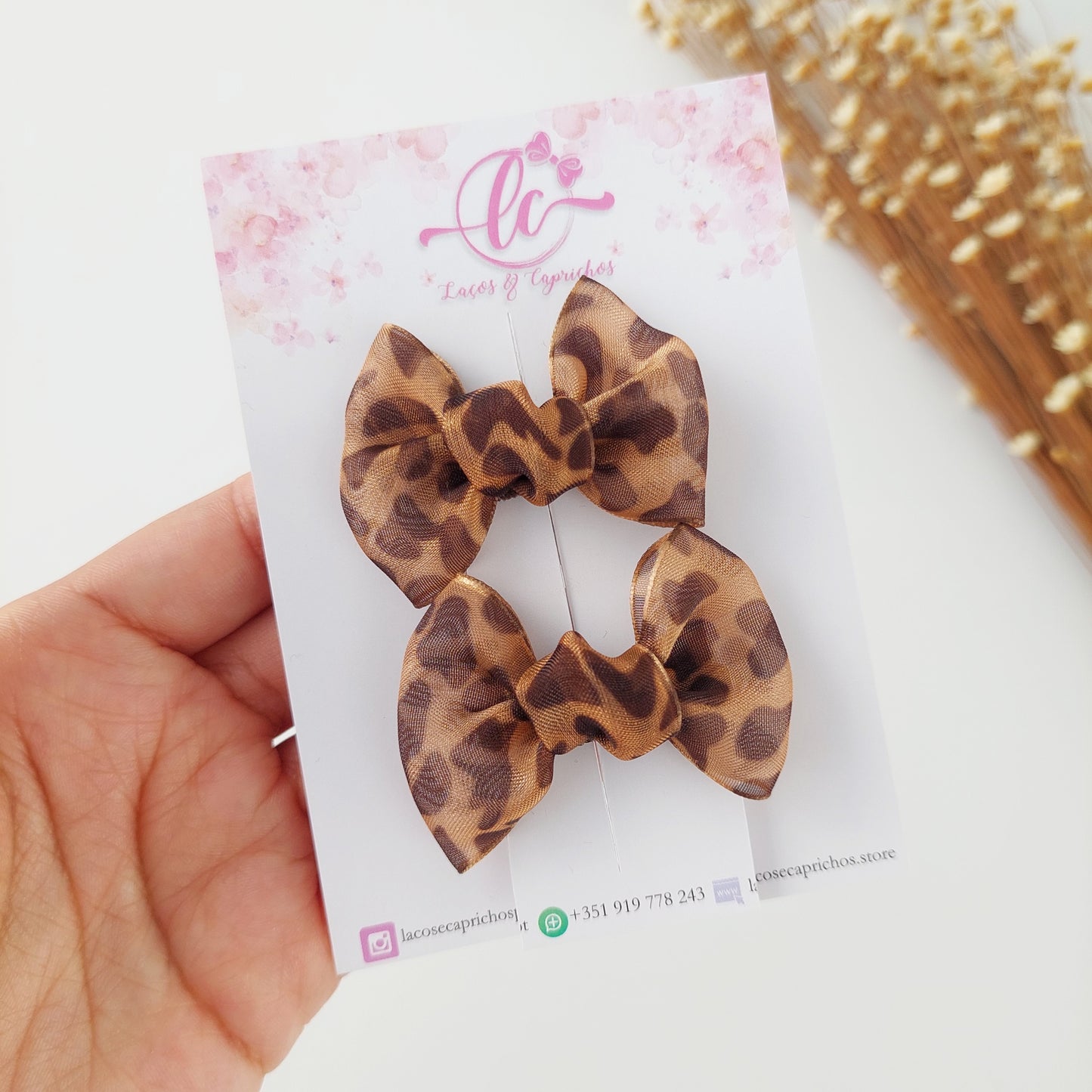 Par de lazos con estampado animal – Organza (5 cm)
