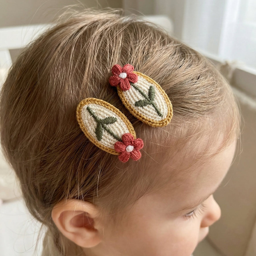 Fermaglio per capelli a forma di fiore all'uncinetto