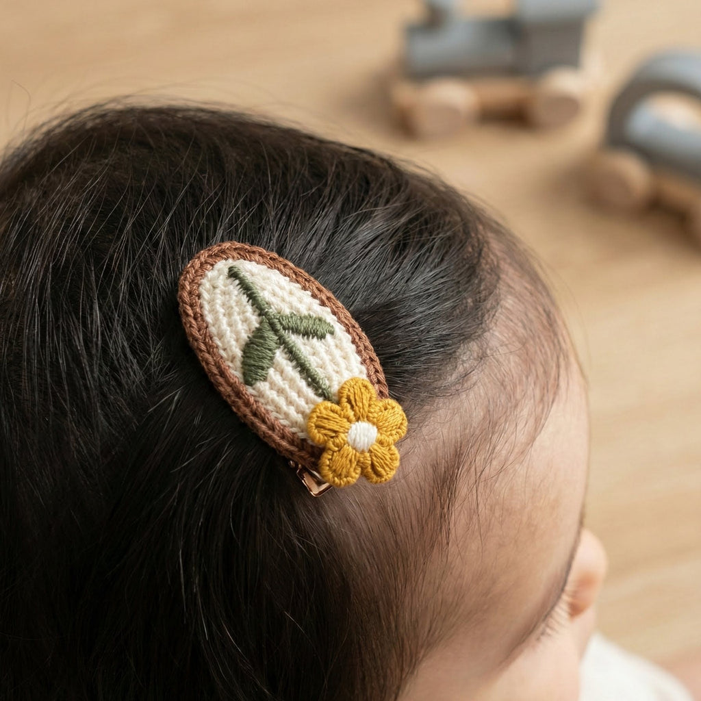 Fermaglio per capelli a forma di fiore all'uncinetto