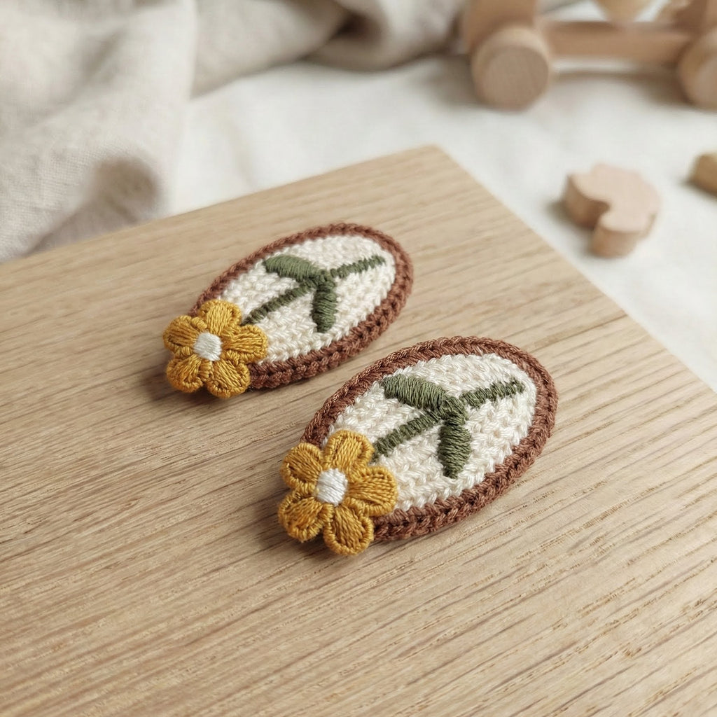 Fermaglio per capelli a forma di fiore all'uncinetto