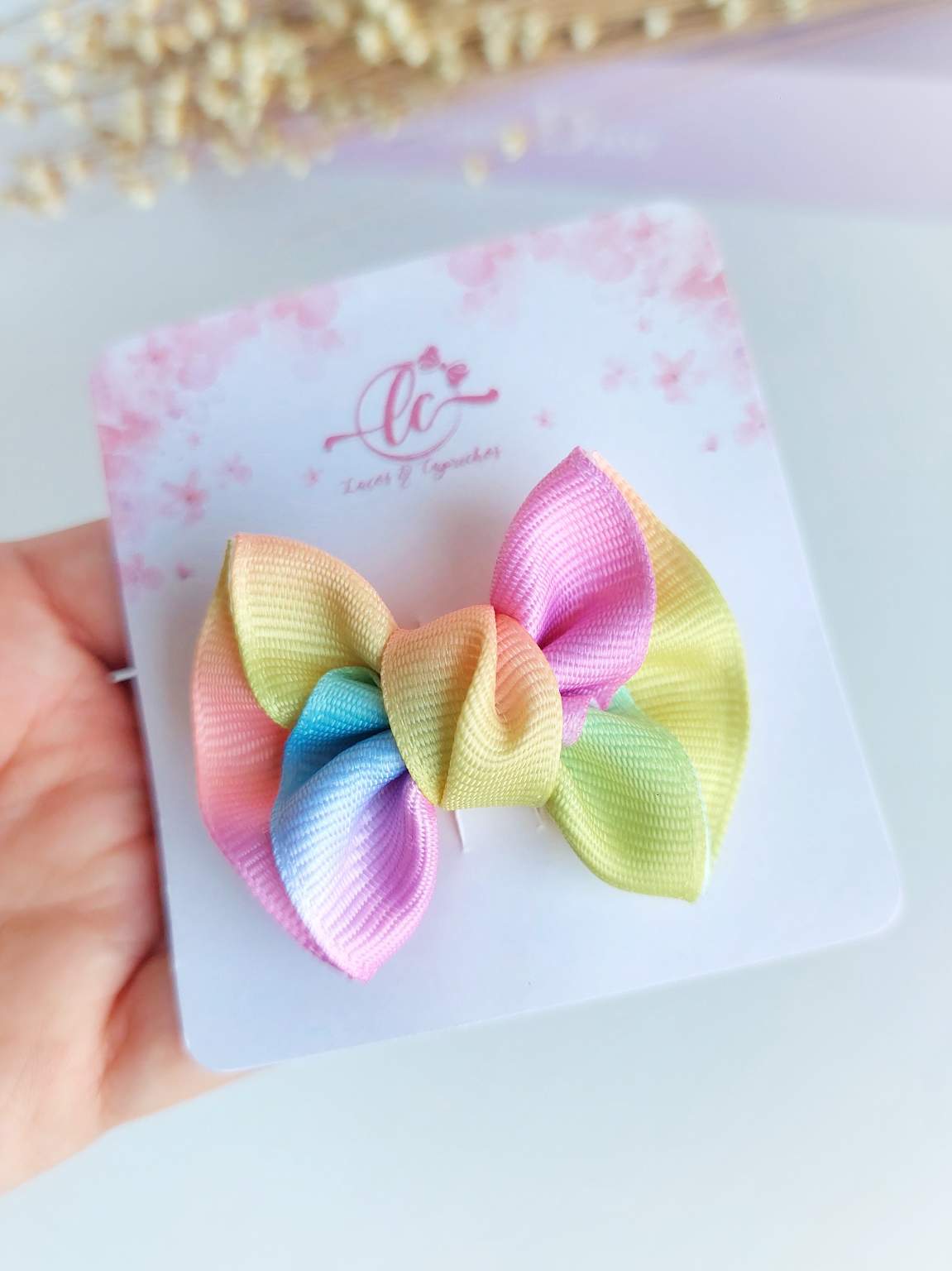 Summer Rainbow Ruffle Bow