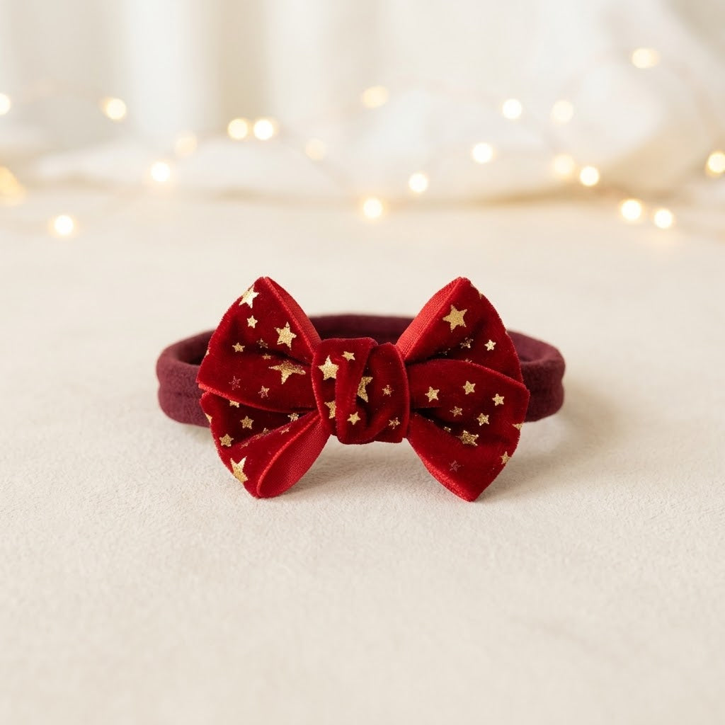 Headband Veludo com Estrelas Douradas