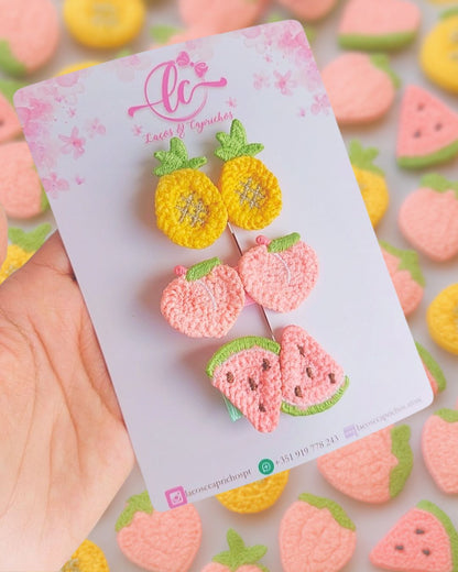 Ganchos Frutas verão para Bebé Recém-Nascida – Hair Clips Pequenos e Antiderrapantes (4cm)