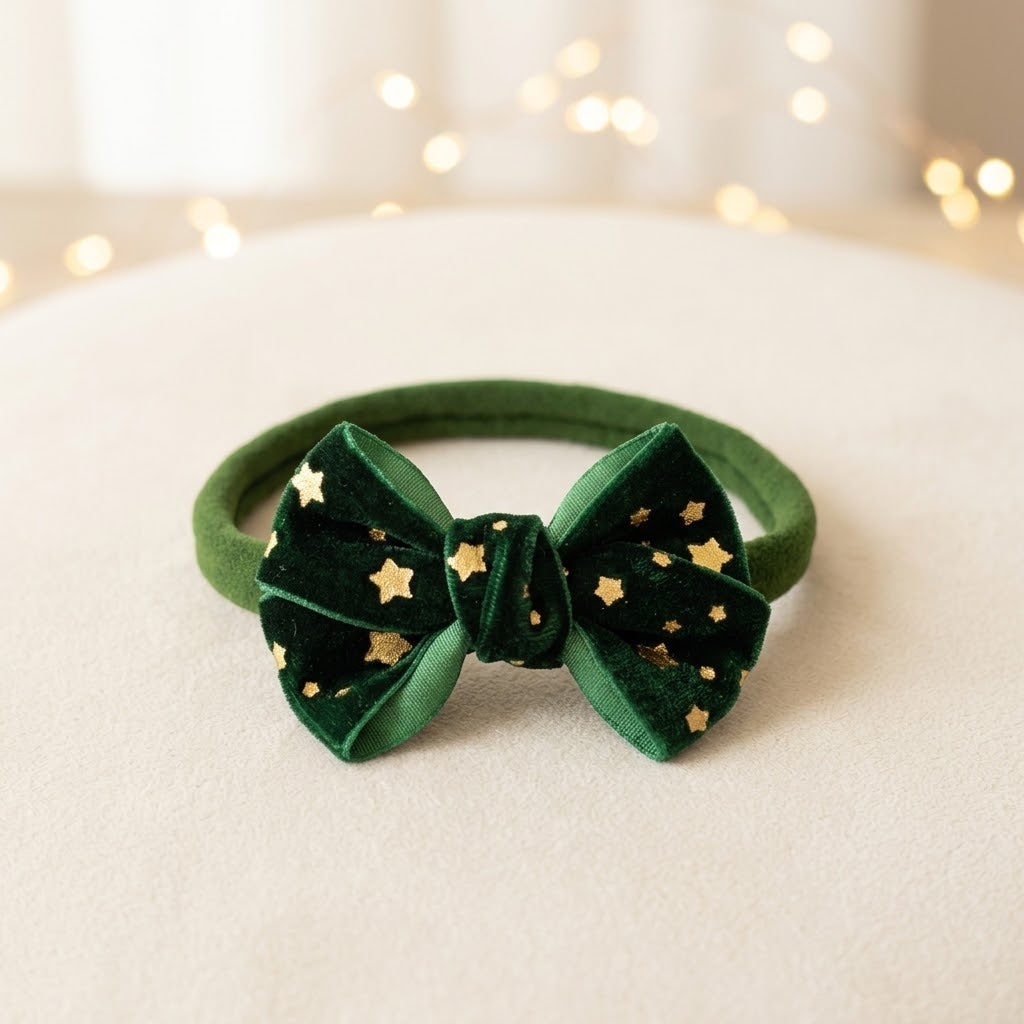 Headband Veludo com Estrelas Douradas