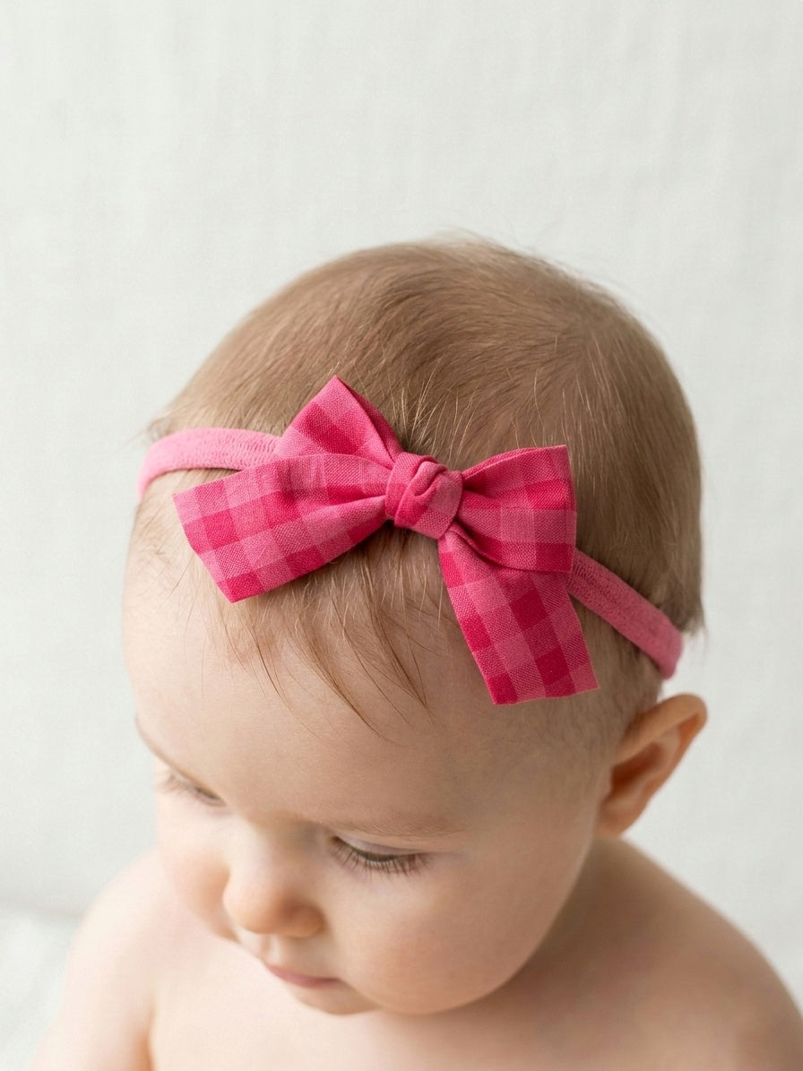 Diadema Baby - Red and Pink Checkered Bow