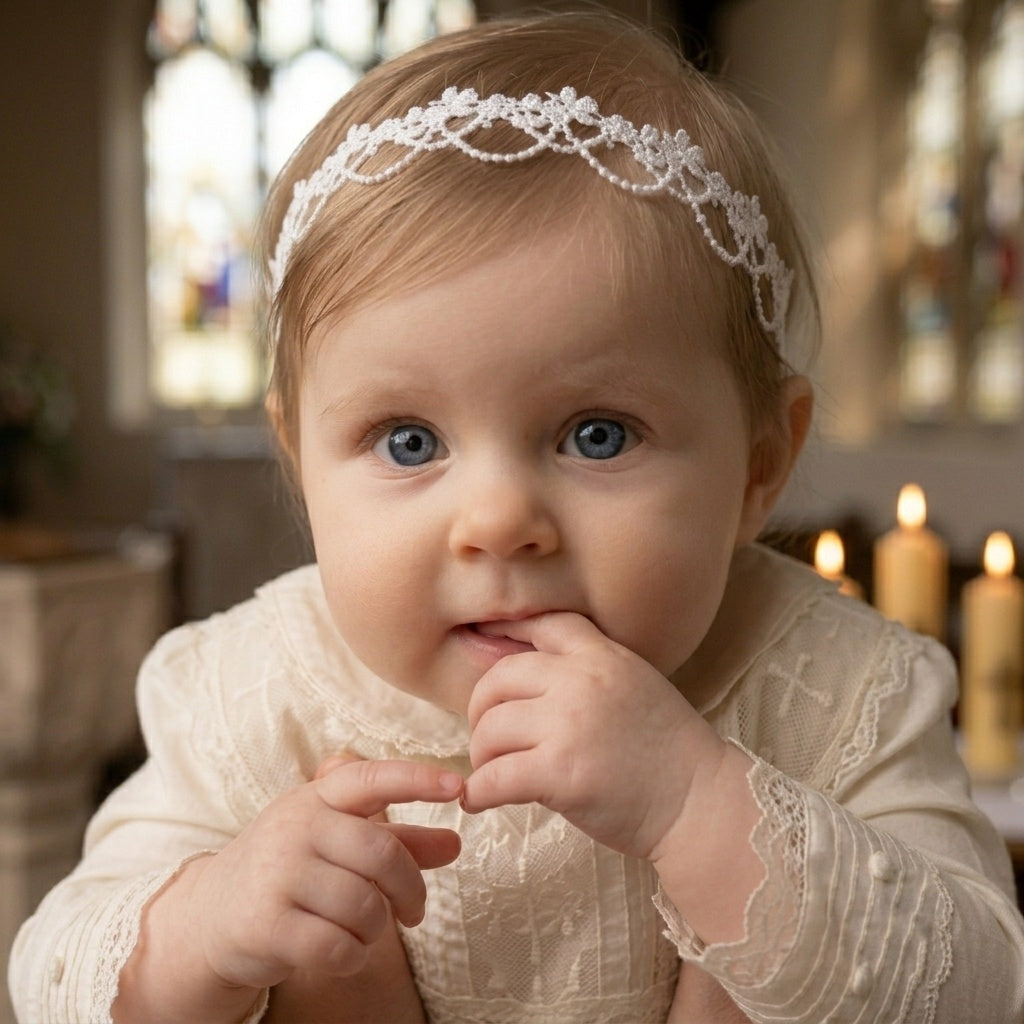 Floral Lace Headband with Flexible Adjustment (0-2 years)