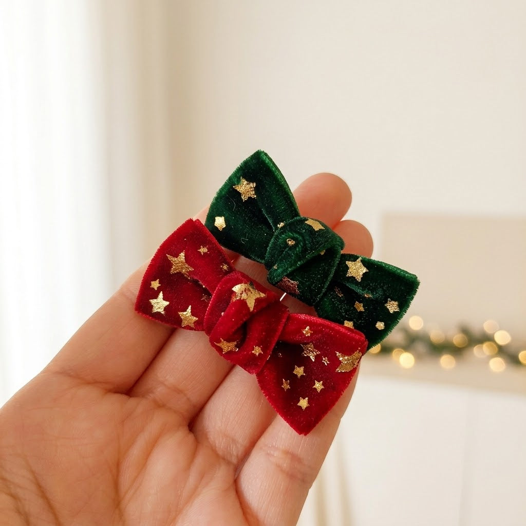 Laço Veludo Estrelas de Natal