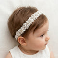 Baptism Headband Embroidered with Pearls and Rhinestones (6M-3 years)