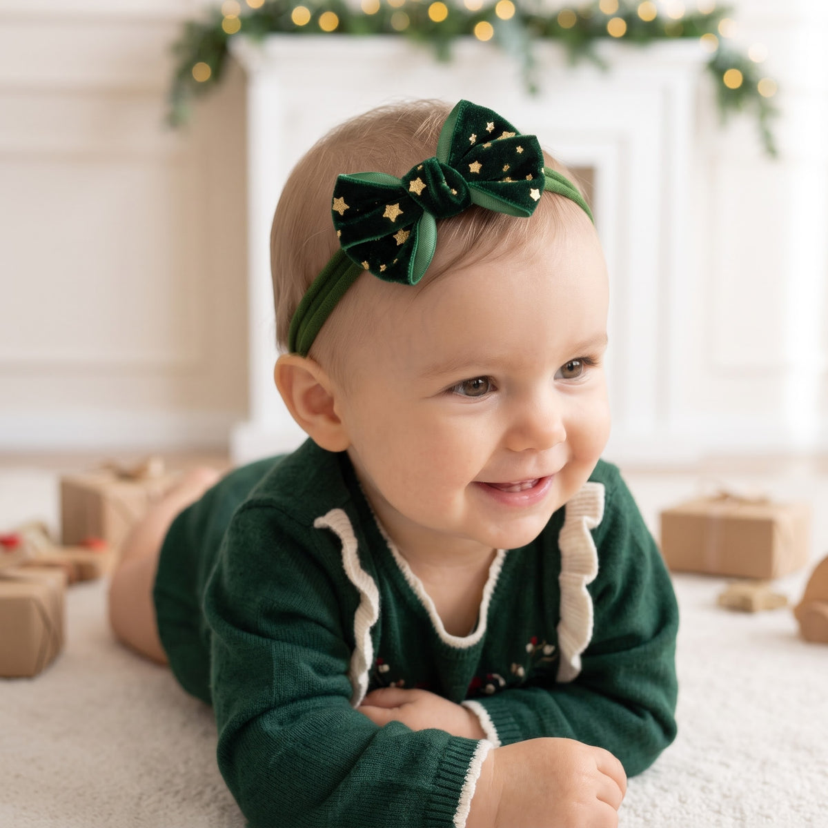 Headband Veludo com Estrelas Douradas