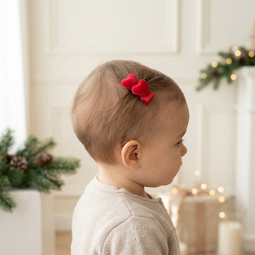 Hair Clip Coração Veludo Christmas