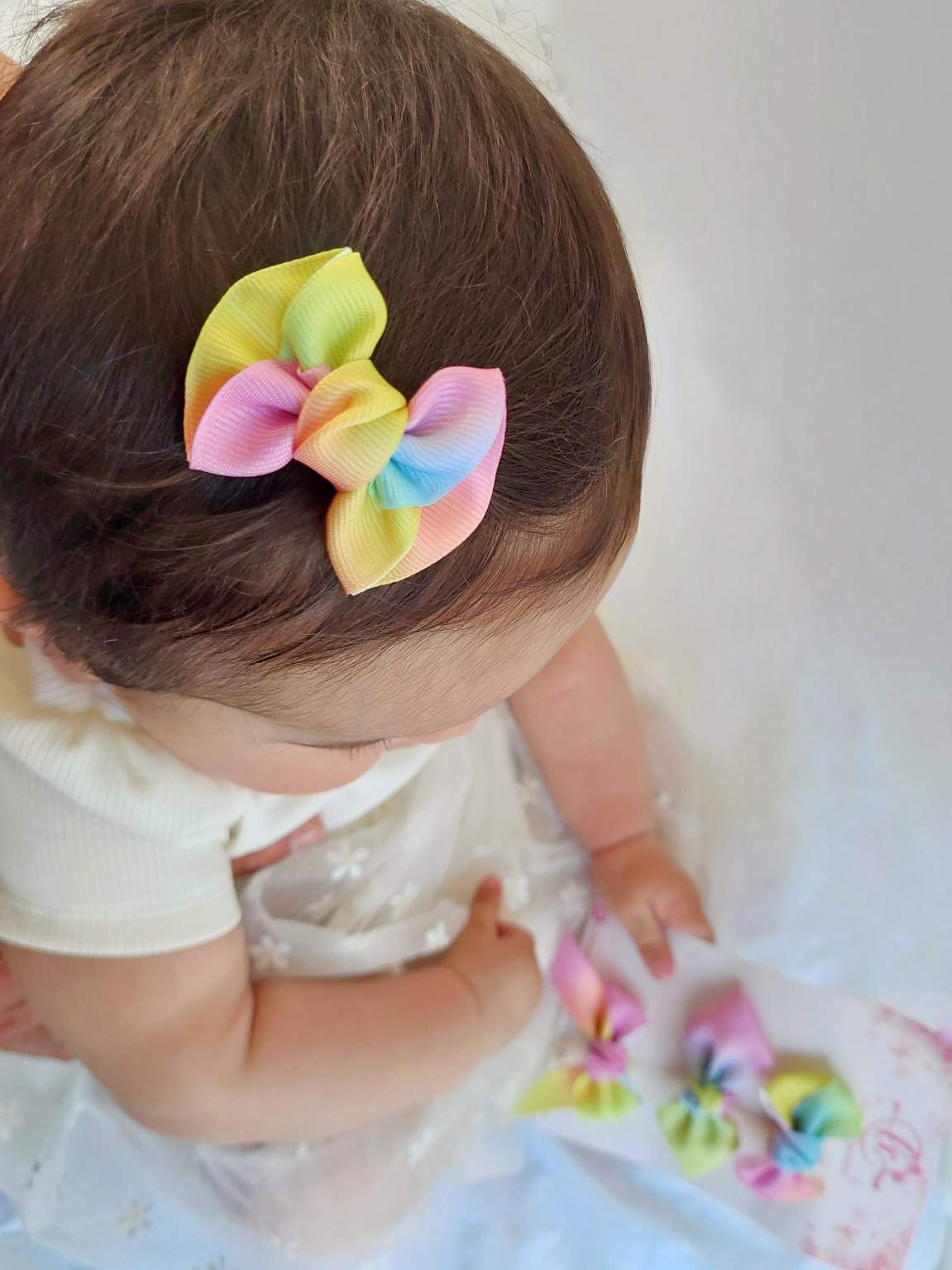 Summer Rainbow Ruffle Bow