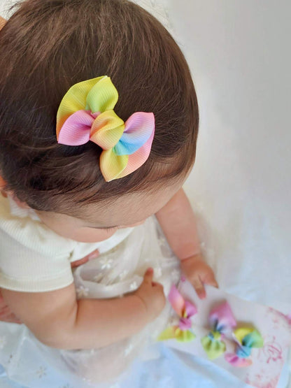 Summer Rainbow Ruffle Bow