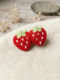Crochet hair clip - Red strawberries