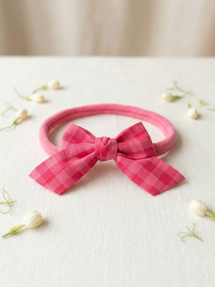 Diadema Baby - Red and Pink Checkered Bow