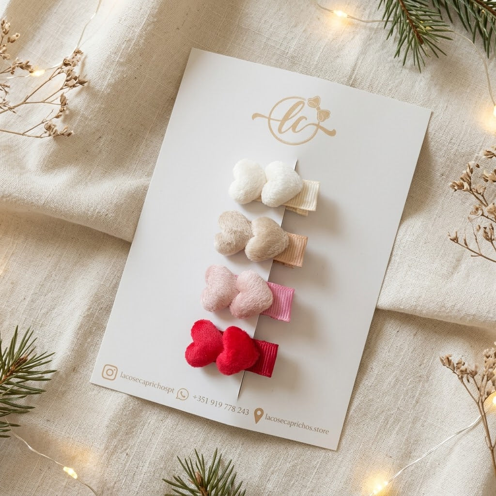 Hair Clip Coração Veludo Christmas